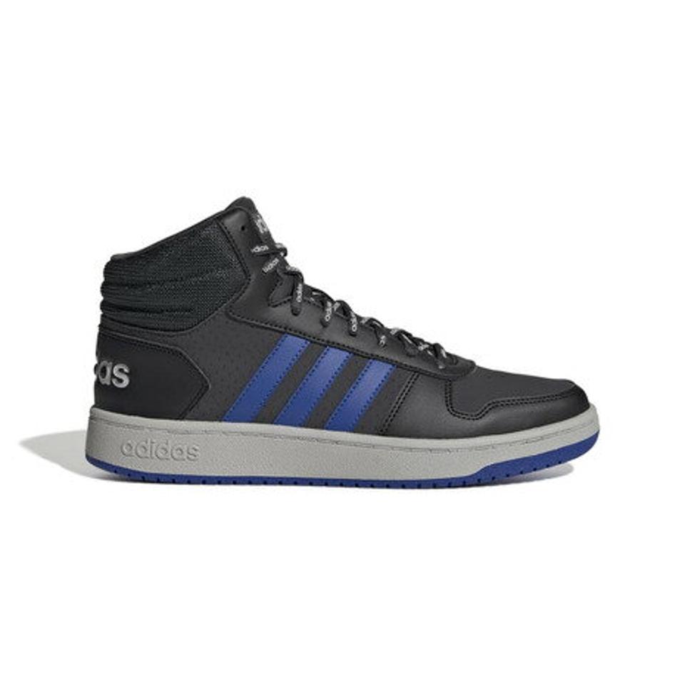 アディダス（adidas）（メンズ）スニーカー スポーツシューズ フープス 2.0 Mid 黒 ブラック 青 GZ7957 カジュアル おしゃれ 通勤 通学 運動靴 ハイカット