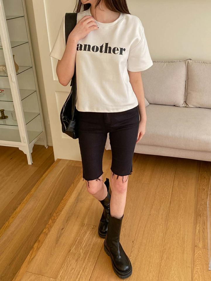 ピーチ両起毛another半袖Tシャツ・p001043 レディース 【tops】トップス Tシャツ 半袖 ラウンドネック ロゴ レタリング ピーチ起毛 カジュアル ラフ シンプル 大人 裏起毛 春 夏 韓国ファッション MKT