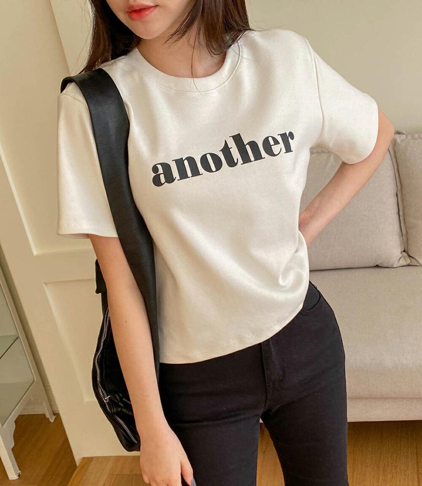 ピーチ両起毛another半袖Tシャツ・p001043 レディース 【tops】トップス Tシャツ 半袖 ラウンドネック ロゴ レタリング ピーチ起毛 カジュアル ラフ シンプル 大人 裏起毛 春 夏 韓国ファッション MKT