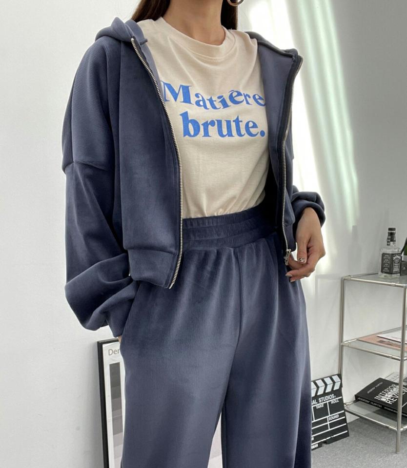 【送料無料】コーデュロイパーカー&ワイドパンツSET・p001232 レディース 【pt】セットアップ セット setup パーカー 長袖 フード フーディ 単色 無地 ベーシック ロング丈 パンツ ワイド 秋 冬 楽ちん カジュアル ラフ 韓国ファッション MKT