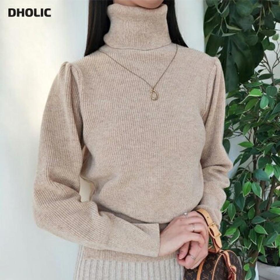 ウール混サイドスリットタートルニット・p001210 レディース 【tops】 韓国ファッション トップス ニット リブニット タートルネック ハイネック 長袖 無地 インナー ルーズ 体型カバー 大人 カジュアル 秋 冬 MKT