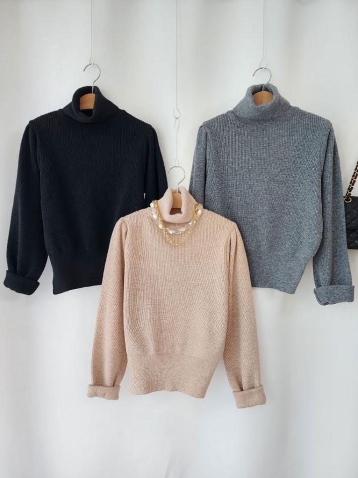ウール混サイドスリットタートルニット・p001210 レディース 【tops】 韓国ファッション トップス ニット リブニット タートルネック ハイネック 長袖 無地 インナー ルーズ 体型カバー 大人 カジュアル 秋 冬 MKT