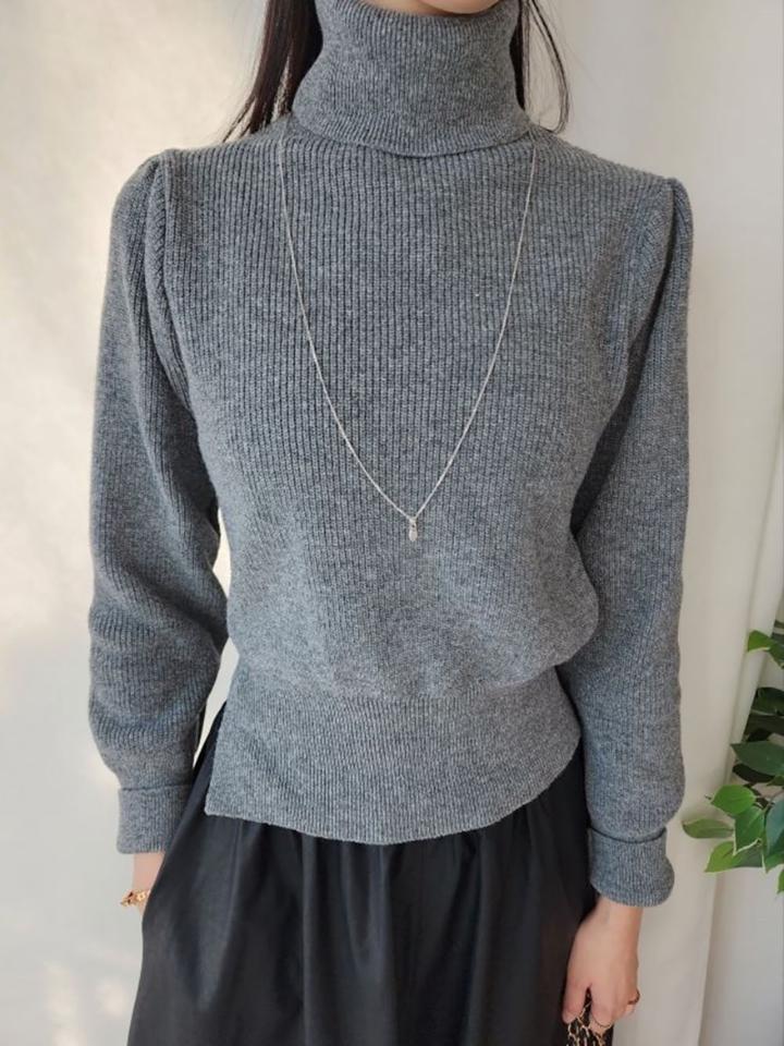 ウール混サイドスリットタートルニット・p001210 レディース 【tops】 韓国ファッション トップス ニット リブニット タートルネック ハイネック 長袖 無地 インナー ルーズ 体型カバー 大人 カジュアル 秋 冬 MKT
