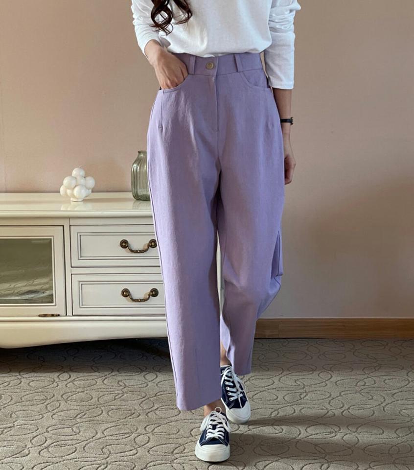 ダーツへムバックゴムパンツ・p001191 レディース 【pt】パンツ ロング丈 ウエストゴム 単色 無地 シンプル ベーシック パステル ストレート ダーツ 長ズボン 秋 冬 カジュアル ラフ 可愛い かわいい 韓国ファッション MKT