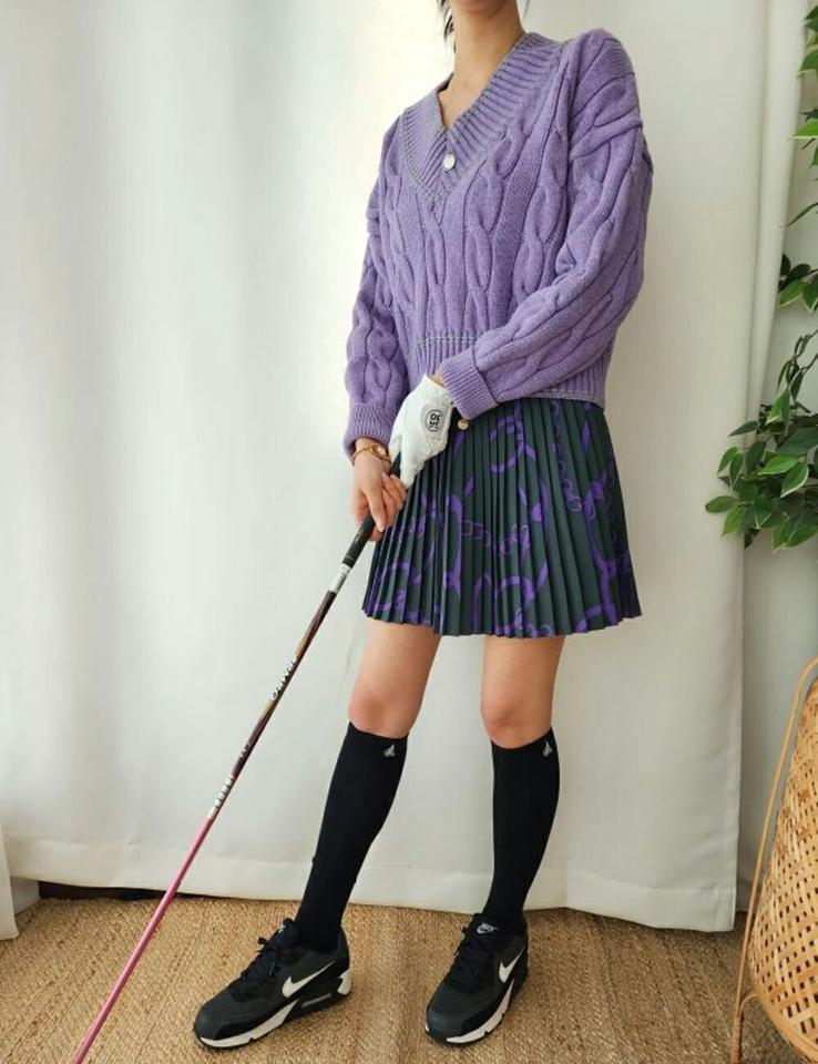 ウール混配色Vネックケーブルニット・p001166 レディース 【tops】トップス 長袖 ニット 柄 模様 配色 ライン ケーブルニット ケーブル編み クロップド丈 Vネック ウール混 秋 冬 カジュアル かわいい 可愛い 韓国ファッション MKT