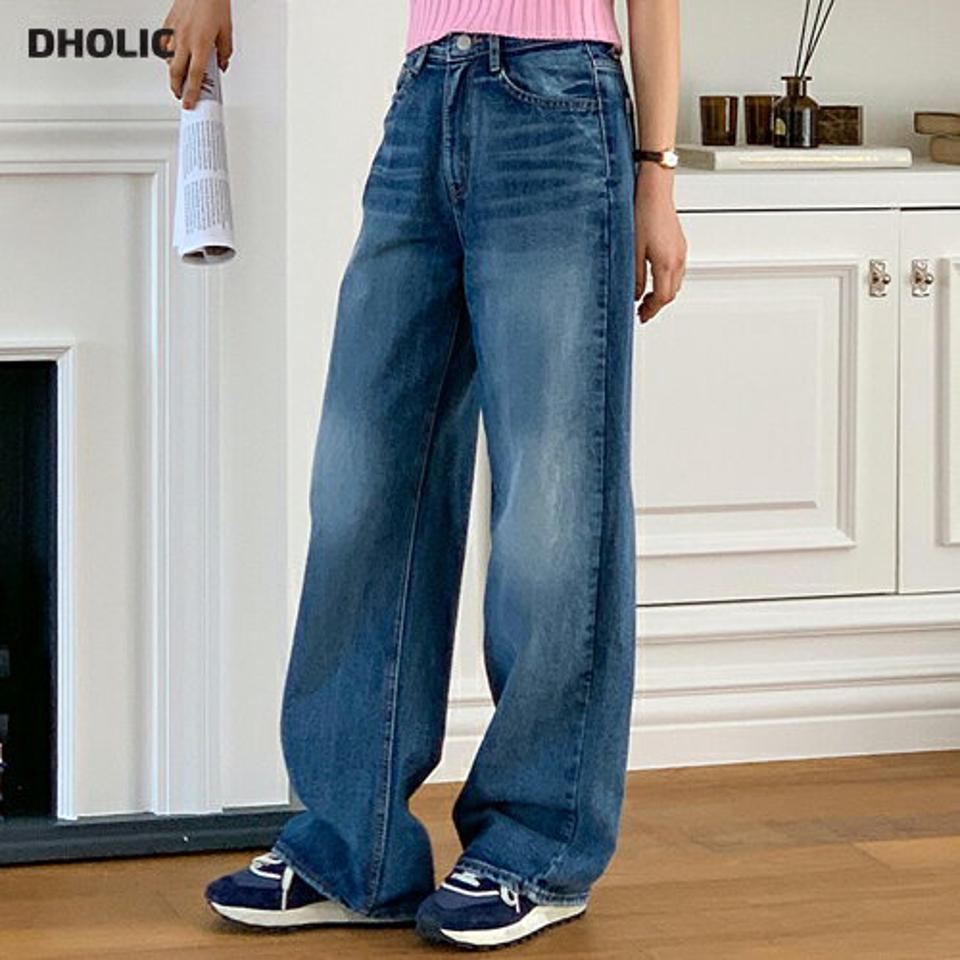 コットンワイドデニムパンツ・p001150 レディース 【pt】パンツ デニム 単色 無地 シンプル ベーシック ロング丈 ワイド コットン 綿 ゆったり ルーズ ラフ 韓国ファッション MKT