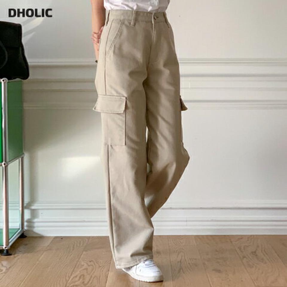 コットンワイドカーゴパンツ・p001081 レディース 【pt】パンツ ロング丈 単色 無地 シンプル ベーシック コットン ワイド カーゴ 秋 冬 カジュアル ラフ フルレングス モード 韓国ファッション MKT