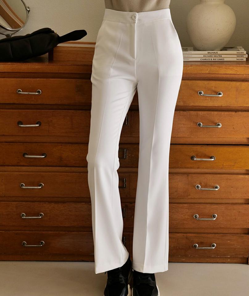 セミフレアスラックス・t00237 レディース 【pt】ボトムス ロング ロングパンツ スラックスパンツ スラックス セミフレア ハイウエスト 無地 単色 シンプル オフィス フェミニン カジュアル 秋 冬 韓国ファッション