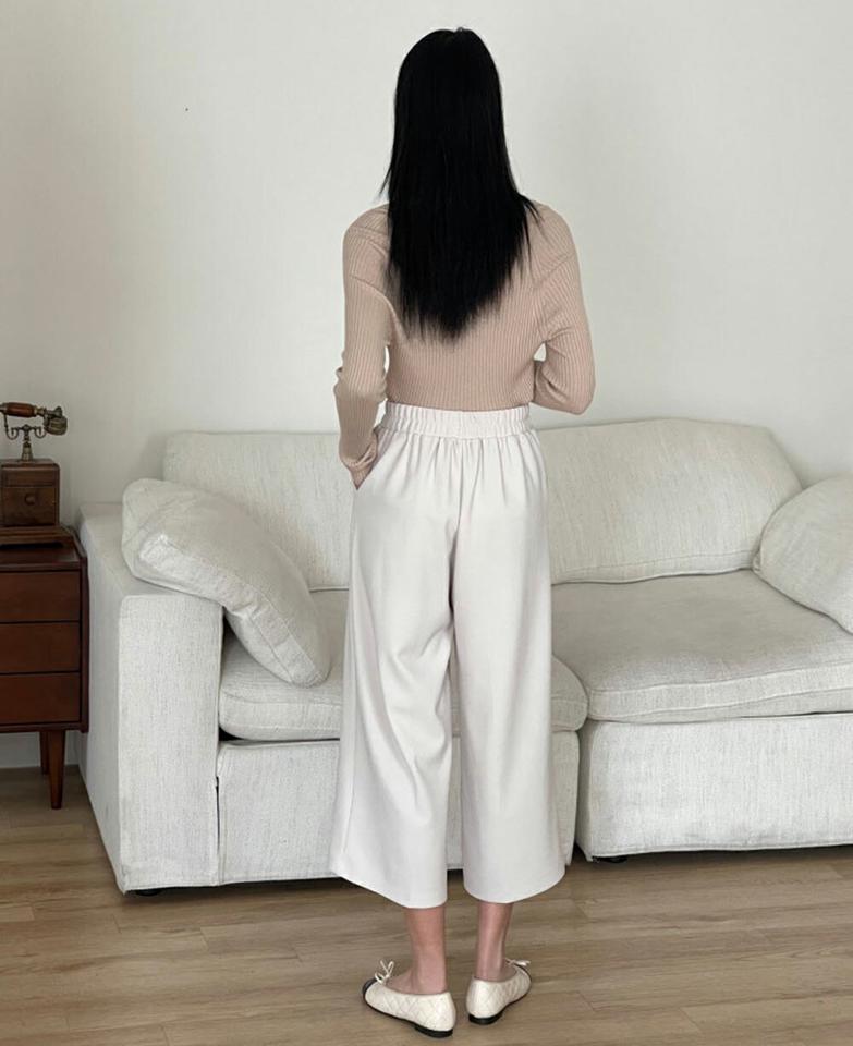 裏起毛ワンタッククロップドパンツ・p001033 レディース 【pt】パンツ ロング丈 ワイド クロップド丈 ワンタック 裏起毛 ゆったり 楽ちん 秋 冬 カジュアル ラフ オフィスカジュアル 韓国ファッション MKT