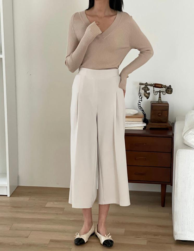 裏起毛ワンタッククロップドパンツ・p001033 レディース 【pt】パンツ ロング丈 ワイド クロップド丈 ワンタック 裏起毛 ゆったり 楽ちん 秋 冬 カジュアル ラフ オフィスカジュアル 韓国ファッション MKT