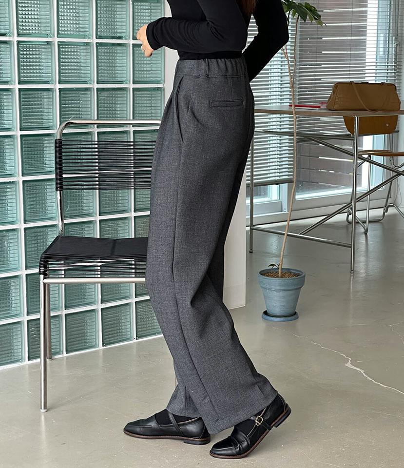 ツータックバックゴムスラックス・p001029 レディース 【pt】スラックス パンツ ロング丈 ツータック 単色 無地 シンプル ベーシック ゴム 秋 冬 シック オフィスカジュアル 大人 韓国ファッション MKT