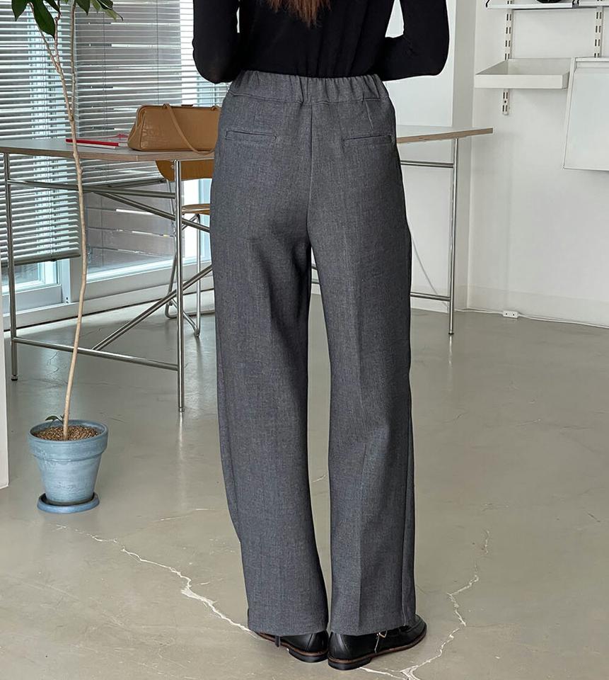 ツータックバックゴムスラックス・p001029 レディース 【pt】スラックス パンツ ロング丈 ツータック 単色 無地 シンプル ベーシック ゴム 秋 冬 シック オフィスカジュアル 大人 韓国ファッション MKT