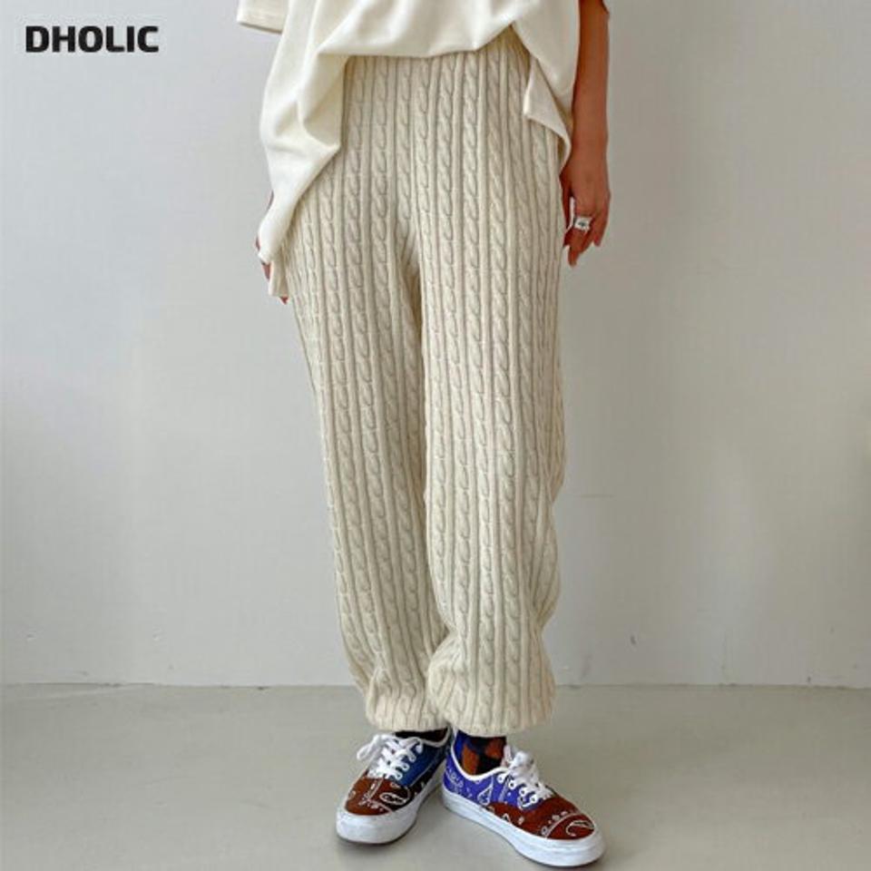 ケーブルニットジョガーパンツ・p001072 レディース 【pt】パンツ ロング丈 ジョガーパンツ ニット ケーブル編み ケーブルニット 柄 模様 単色 秋 冬 カジュアル ラフ 韓国ファッション MKT