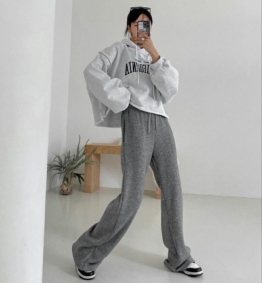 裏起毛ワイドドロストパンツ・p001065 レディース 【pt】パンツ ロング丈 単色 無地 シンプル ベーシック ワイド 裏起毛 ドロスト 秋 冬 カジュアル ラフ ゆったり 楽ちん ウエストゴム 韓国ファッション MKT