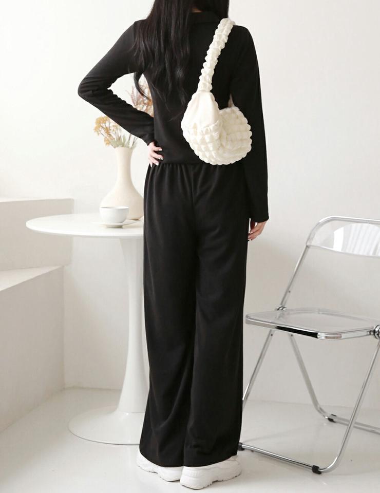 ダブルジップカーディガン&ワイドパンツSET・p001139 レディース 【pt】セットアップ セット setup トップス カーディガン 長袖 ジップ 単色 無地 シンプル ベーシック パンツ ロング丈 ワイド 秋 冬 カジュアル ラフ 韓国ファッション MKT