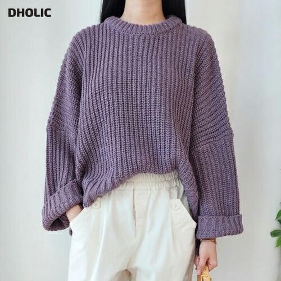 アンバランスヘムルーズニット・p001079 レディース 【tops】トップス ニット 長袖 単色 無地 シンプル ベーシック アンバランス ルーズ ゆったり 楽ちん ドロップショルダー 秋 冬 カジュアル ラフ 韓国ファッション MKT