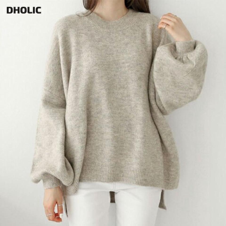 ウール混ドロップショルダーニット・p001010 レディース 【tops】トップス ニット 長袖 単色 無地 シンプル ベーシック メランジ ウール混 ドロップショルダー ルーズ 秋 冬 カジュアル ラフ 韓国ファッション MKT