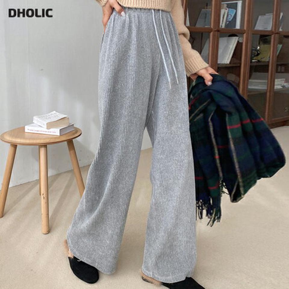 モダール混コーデュロイパンツ・t00476 レディース 【pt】ボトムス ロング ロングパンツ コーデュロイパンツ モダール混 ハイウエスト ゴム ワイド ストレート シンプル 体型カバー フェミニン カジュアル 秋 冬 韓国ファッション