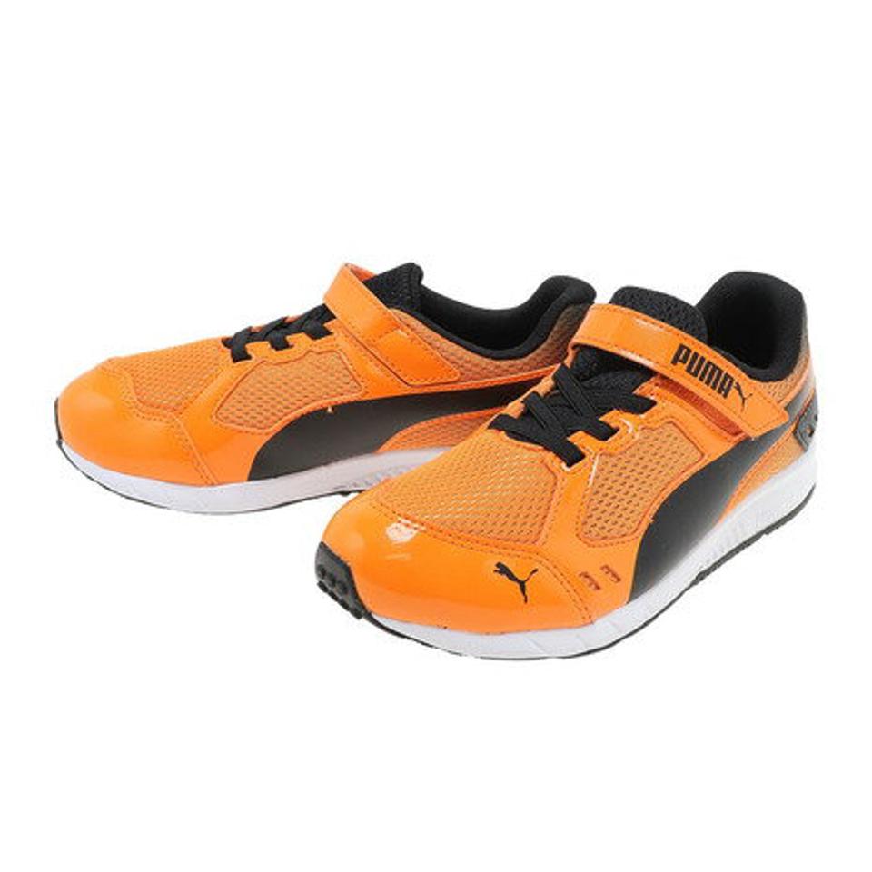 プーマ（PUMA）（キッズ）ジュニア ランニングシューズ オレンジ スピードモンスター V3 19026621 スニーカー ベルクロ ベルト付き マジックテープ