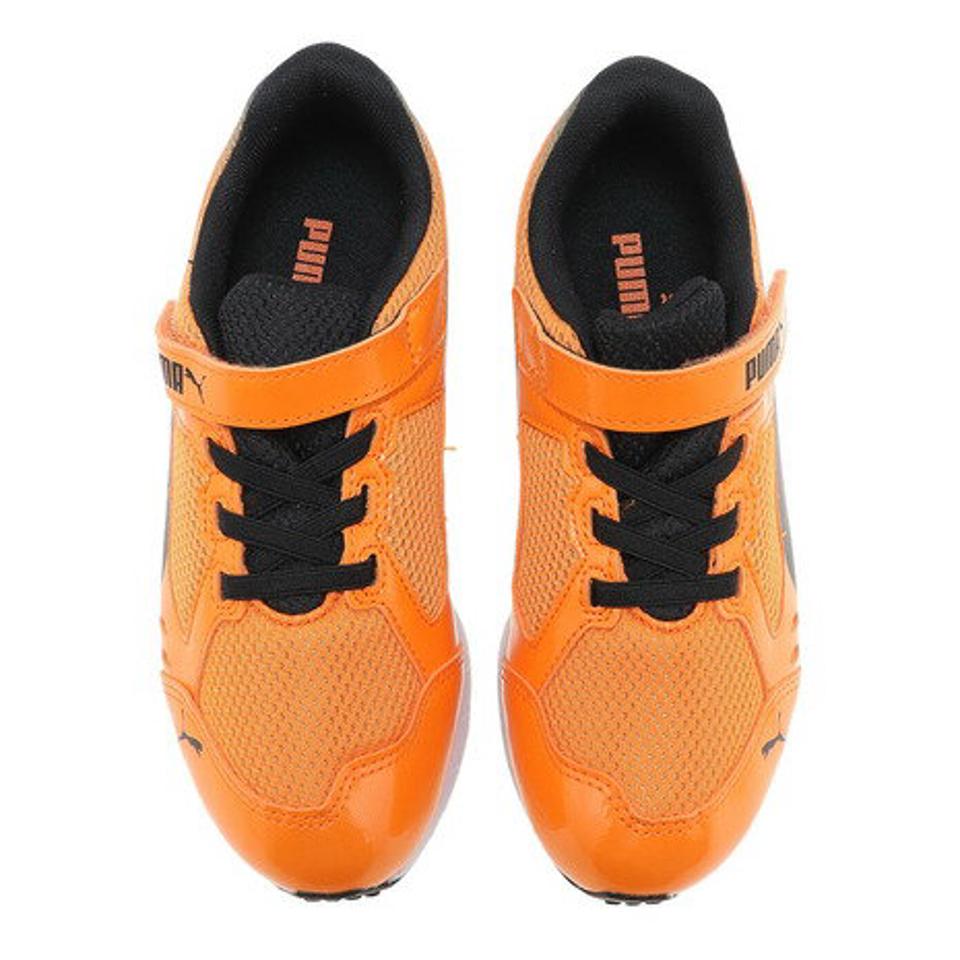 プーマ（PUMA）（キッズ）ジュニア ランニングシューズ オレンジ スピードモンスター V3 19026621 スニーカー ベルクロ ベルト付き マジックテープ