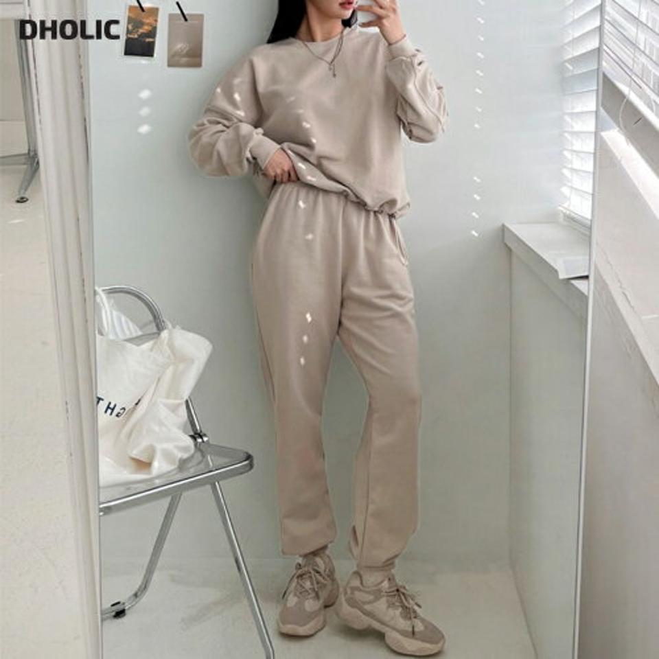 スウェット&ジョガーパンツSET・p001325 レディース 【pt】パンツ ロング丈 ジョガーパンツ ウエストゴム 単色 無地 シンプル ベーシック スウェット トレーナー トップス 長袖 秋 冬 カジュアル ラフ 楽ちん 韓国ファッション MKT