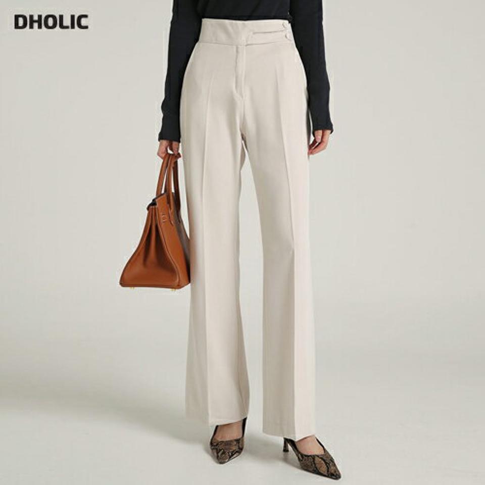 くるみツーボタンスラックス・t00289 レディース 【pt】ボトムス ロング ロングパンツ スラックスパンツ スラックス くるみツーボタン ハイウエスト センタープレス 無地 単色 ベーシック シンプル フェミニン カジュアル 秋 冬 韓国ファッション