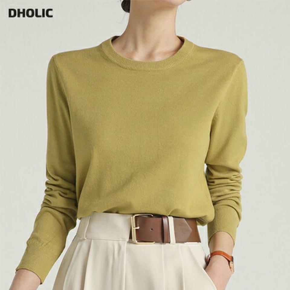 ラウンドネックニット・t00271 レディース 【tops】トップス ニット 大人 ラウンドネック 長袖 リブヘム 大人 無地 単色 シンプル ベーシック フェミニン カジュアル かわいい 可愛い 秋 冬 韓国ファッション