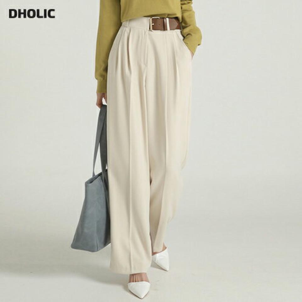 ウエストベルトスラックス・t00288 レディース 【pt】ボトムス ロング ロングパンツ スラックスパンツ スラックス ツータック センタープレス ハイウエスト ワイド ストレート 無地 単色 シンプル フェミニン カジュアル 秋 冬 韓国ファッション