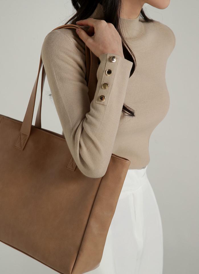 ハーフネックスリーブボタンニット・b00266 レディース 【tops】トップス ニット 大人 ハーフネック 長袖 スリーブ ボタン 大人 無地 単色 シンプル フェミニン カジュアル かわいい 可愛い 秋 冬 韓国ファッション