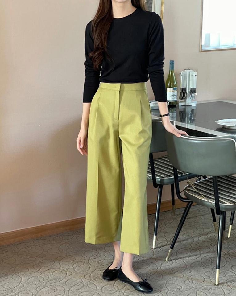 ワンタックホックスラックス・p001192 レディース 【pt】スラックス パンツ ロング丈 単色 無地 シンプル ベーシック カラーパンツ タック オフィスカジュアル 秋 冬 春 きれいめ 大人 韓国ファッション MKT