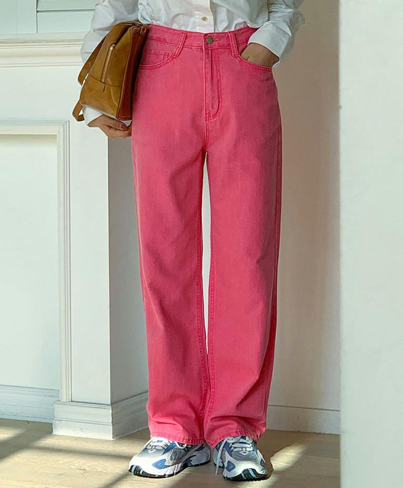 ステッチワイドコットンパンツ・p001062 レディース 【pt】パンツ ロング丈 単色 無地 シンプル ベーシック ワイド ステッチ コットン 綿 カラーパンツ 秋 冬 カジュアル ラフ かわいい 可愛い 韓国ファッション MKT