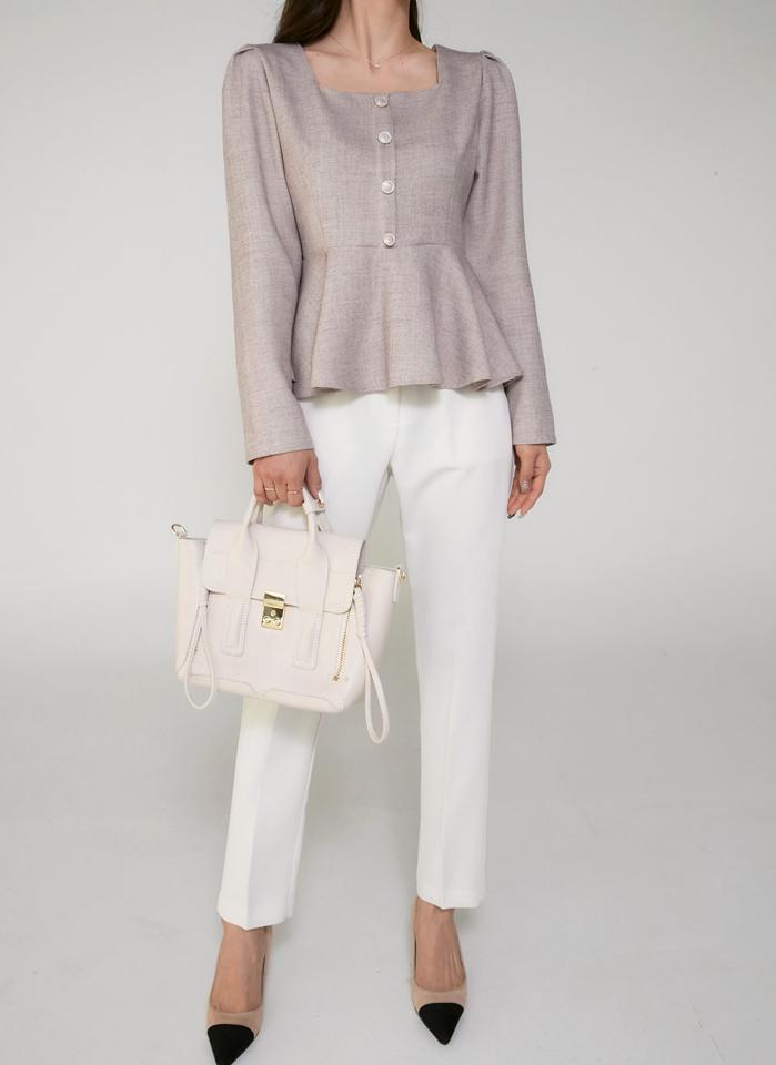 くるみボタンスラックス・t00268 レディース 【pt】ボトムス ロング ロングパンツ スラックスパンツ スラックス くるみボタン スリム ストレート ハイウエスト 無地 単色 ベーシック シンプル フェミニン カジュアル 秋 冬 韓国ファッション