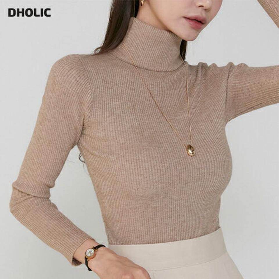 タートルリブニット・t00256 レディース 【tops】トップス ニット 大人 タートルネック 長袖 リブ スリム クロップド丈 大人 単色 無地 ベーシック シンプル フェミニン カジュアル かわいい 可愛い 秋 冬 韓国ファッション