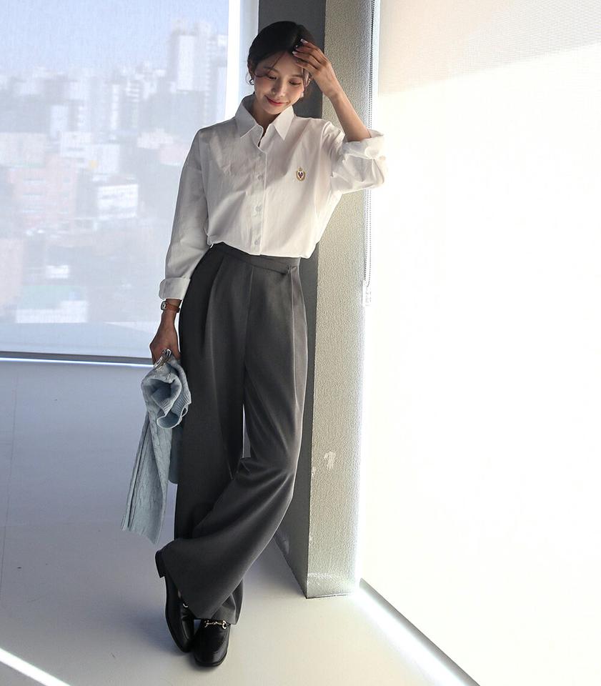 ダイアゴナルウエストスラックス・t00511 レディース 【pt】ボトムス ロング ロングパンツ スラックスパンツ スラックス ダイアゴナル ワイド ワンタック ストレート 無地 単色 シンプル フェミニン カジュアル 秋 冬 韓国ファッション