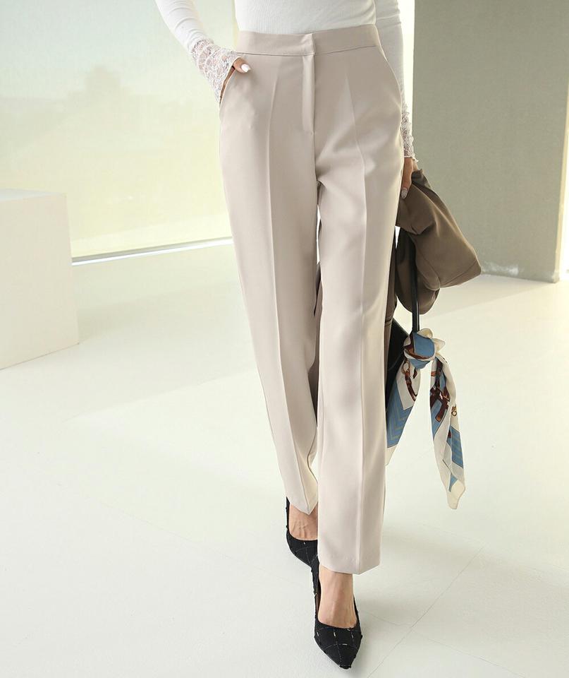 スリムホックスラックス・t00510 レディース 【pt】ボトムス ロング ロングパンツ スラックスパンツ スラックス スリム ストレート ハイウエスト ホック 無地 単色 ベーシック シンプル フェミニン カジュアル 秋 冬 韓国ファッション