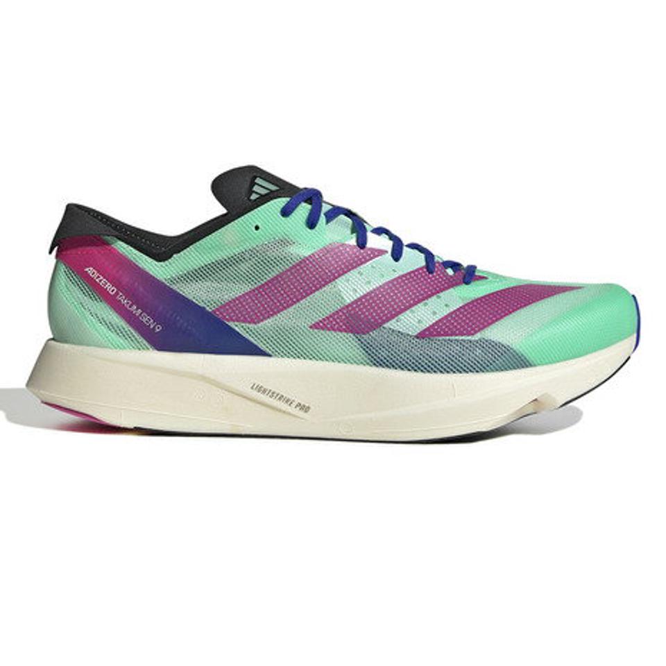 アディダス（adidas）（メンズ、レディース）ランニングシューズ アディゼロ タクミ セン 9 グリーン GV9094 スニーカー 厚底 プレート 軽量 駅伝 部活