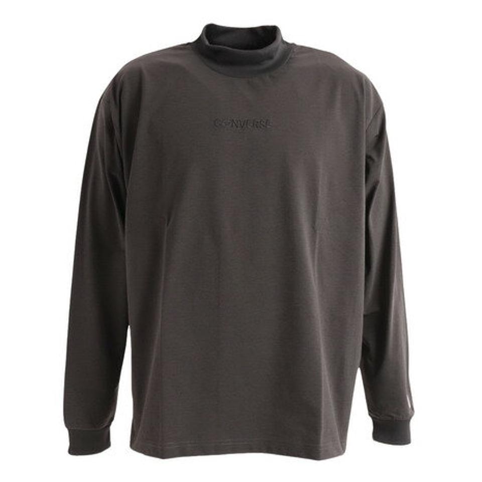 【2点10%OFFクーポン対象！8/10まで】コンバース（CONVERSE）（メンズ、レディース）モックネック 長袖Tシャツ ロゴ刺繍 CA212385L-1800