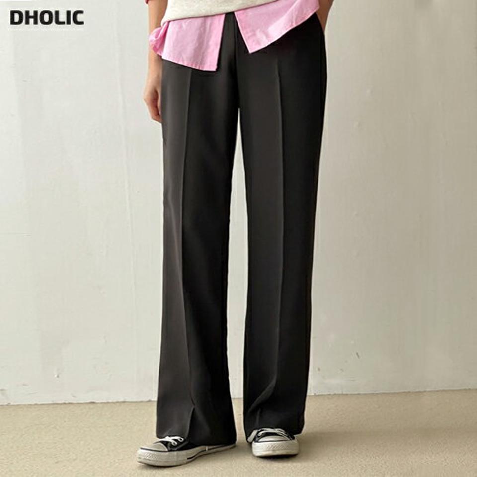 センタープレスサイドジップスラックス・t00051 レディース 【pt】ボトムス ロング ロングパンツ スラックス ワイド ストレート ハイウエスト センタープレス ヒップダーツ 無地 単色 シンプル フェミニン カジュアル 秋 冬 春 韓国ファッション