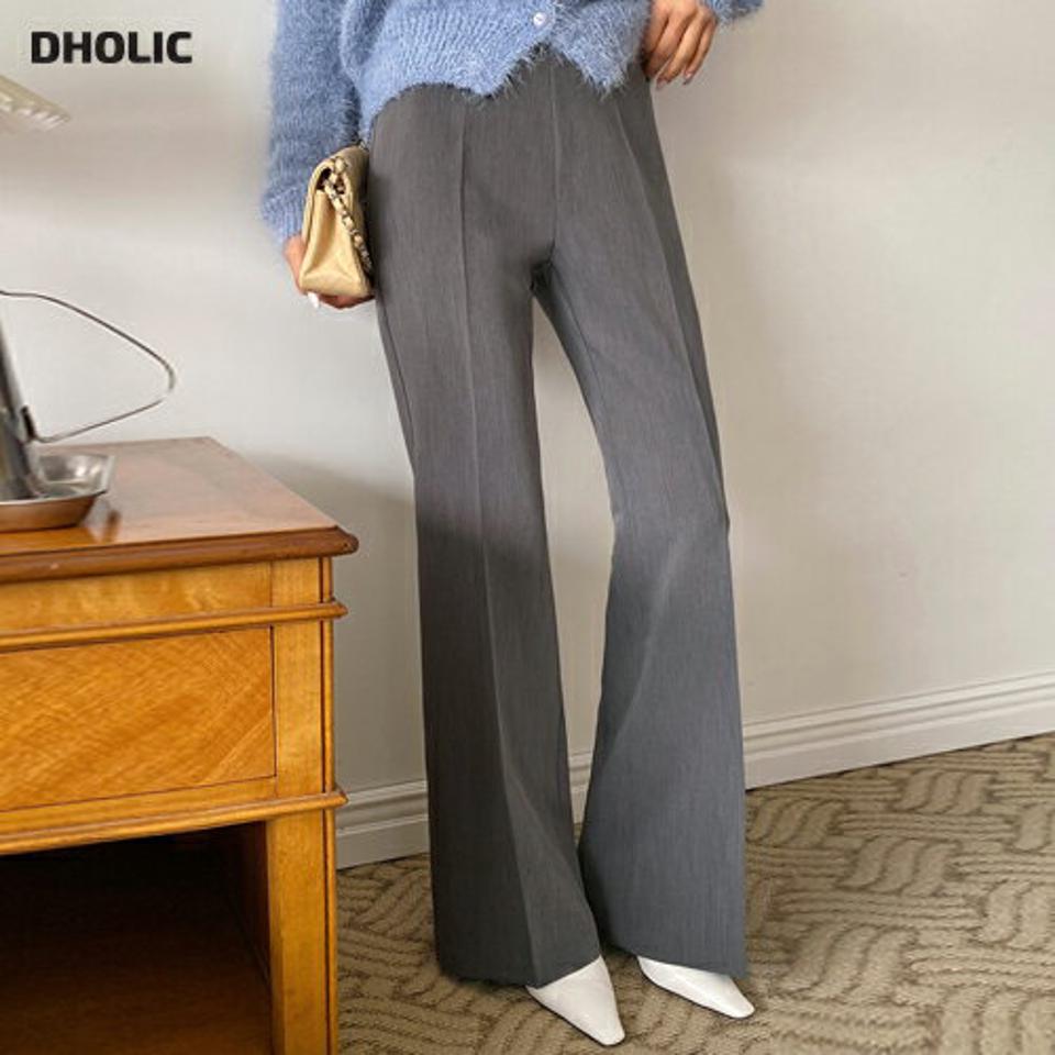 【マラソン特価】サイドジップフレアスラックス・t00026 レディース 【pt】ボトムス ロング ロングパンツ スラックスパンツ スラックス フレア フルレングス センタープレス ヒップダーツ 無地 単色 シンプル フェミニン カジュアル 秋 冬 春 韓国ファッション