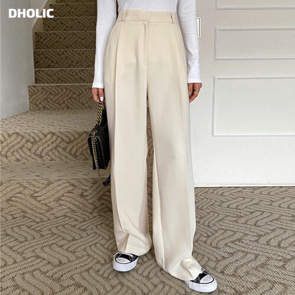 タックホックワイドスラックス・t00029 レディース 【pt】ボトムス ロング ロングパンツ ワイド ストレート ハイウエスト ワンタック フルレングス ウエストバックゴム 無地 単色 シンプル フェミニン カジュアル 秋 冬 春 韓国ファッション