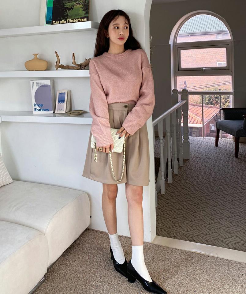 ラクーンファー混リブヘムニット・b71684 レディース 【tops】トップス ニット 大人 ラウンドネック 長袖 リブヘム ラクーンファー混 大人 無地 単色 ベーシック シンプル フェミニン カジュアル かわいい 可愛い 秋 冬 春 韓国ファッション