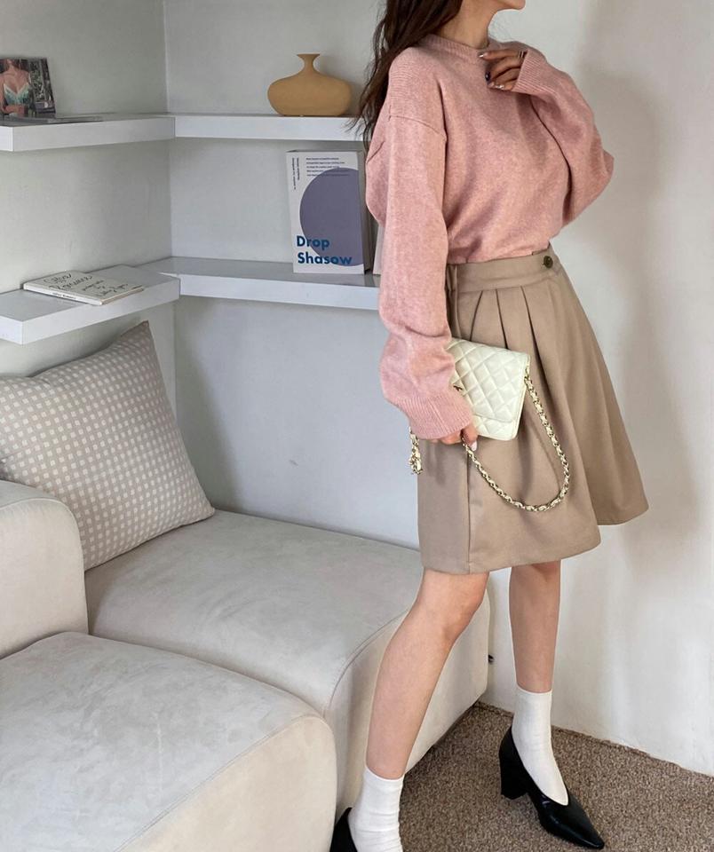 ラクーンファー混リブヘムニット・b71684 レディース 【tops】トップス ニット 大人 ラウンドネック 長袖 リブヘム ラクーンファー混 大人 無地 単色 ベーシック シンプル フェミニン カジュアル かわいい 可愛い 秋 冬 春 韓国ファッション