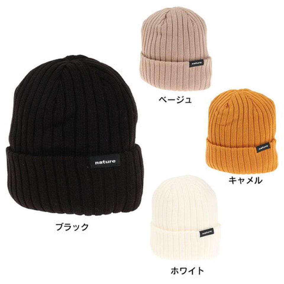 エアボーン（ARBN）（レディース）帽子 ニット帽 ビーニー NATURE ニットキャップ ブラック AB33WC1388