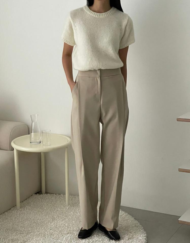 ディープタックスラックス・p001562 レディース 【pt】 ボトムス パンツ スラックス ハイウエスト ロング丈 9分丈 ディープタック ポケット ワイド ストレート 無地 オフィスカジュアル OL 大人 シンプル カジュアル 冬 韓国ファッション MKT