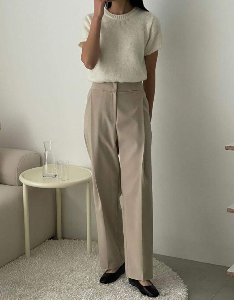 ディープタックスラックス・p001562 レディース 【pt】 ボトムス パンツ スラックス ハイウエスト ロング丈 9分丈 ディープタック ポケット ワイド ストレート 無地 オフィスカジュアル OL 大人 シンプル カジュアル 冬 韓国ファッション MKT