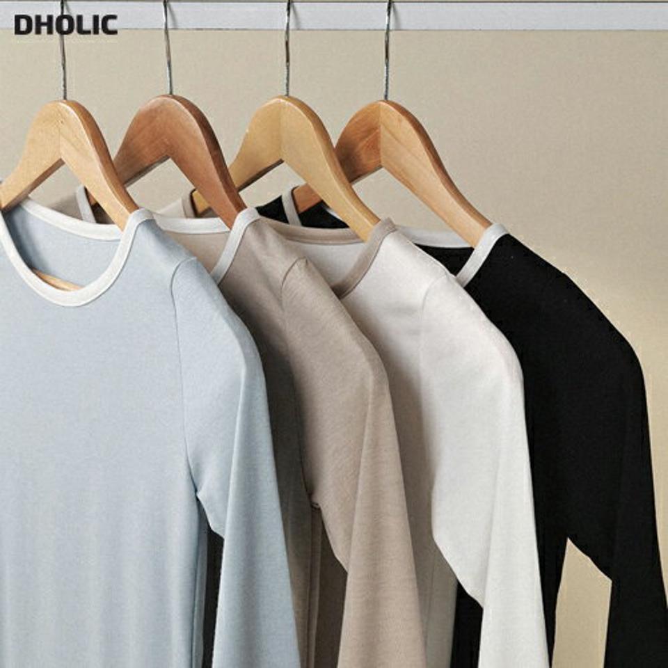 配色ラウンドネック長袖Tシャツ・t00002 レディース 【tops】トップス Tシャツ ラウンドネック 長袖 大人 配色 スリム シンプル 可愛い かわいい 大人 フェミニン カジュアル 秋 冬 春 韓国ファッション