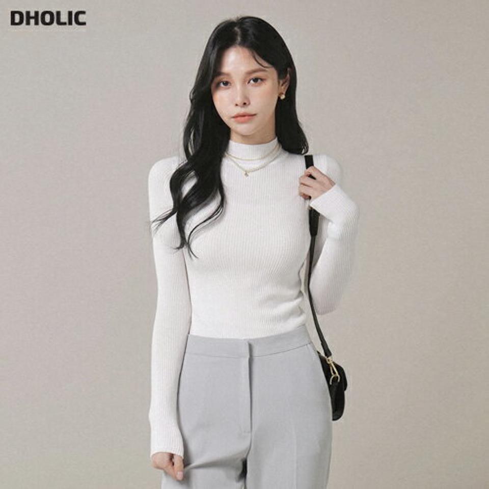 ハーフネックスリムリブニット・t00008 レディース 【tops】トップス ニット 大人 ハーフネック 長袖 スリム リブ 単色 シンプル 大人 フェミニン ガーリー カジュアル かわいい 可愛い 秋 冬 春 韓国ファッション