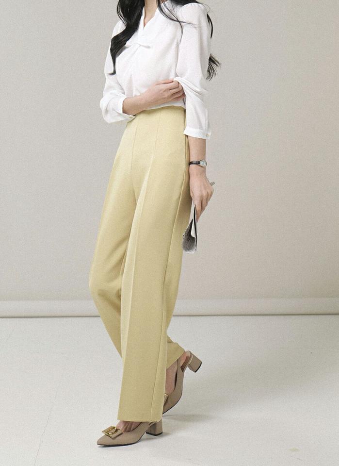 サイドジップワイドスラックス・b00027 レディース 【pt】ボトムス ロング ロングパンツ スラックス ダーツ センタープレス ハイウエスト ストレート ワイド 無地 単色 シンプル フェミニン カジュアル 秋 冬 春 韓国ファッション