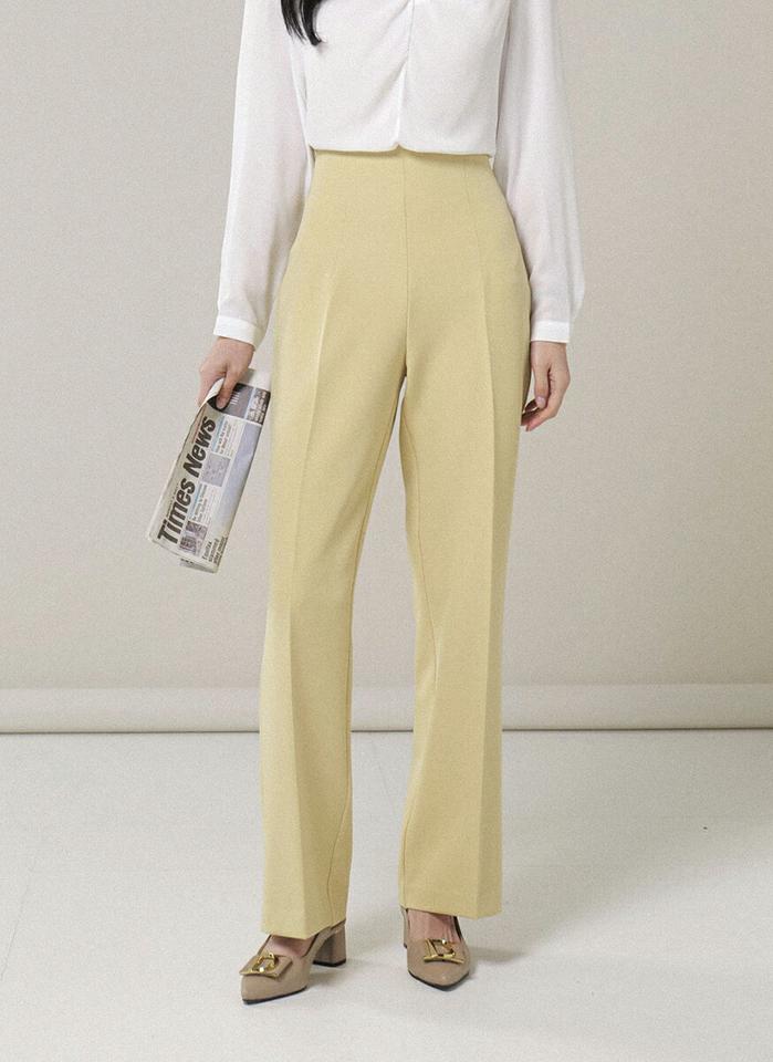 サイドジップワイドスラックス・b00027 レディース 【pt】ボトムス ロング ロングパンツ スラックス ダーツ センタープレス ハイウエスト ストレート ワイド 無地 単色 シンプル フェミニン カジュアル 秋 冬 春 韓国ファッション