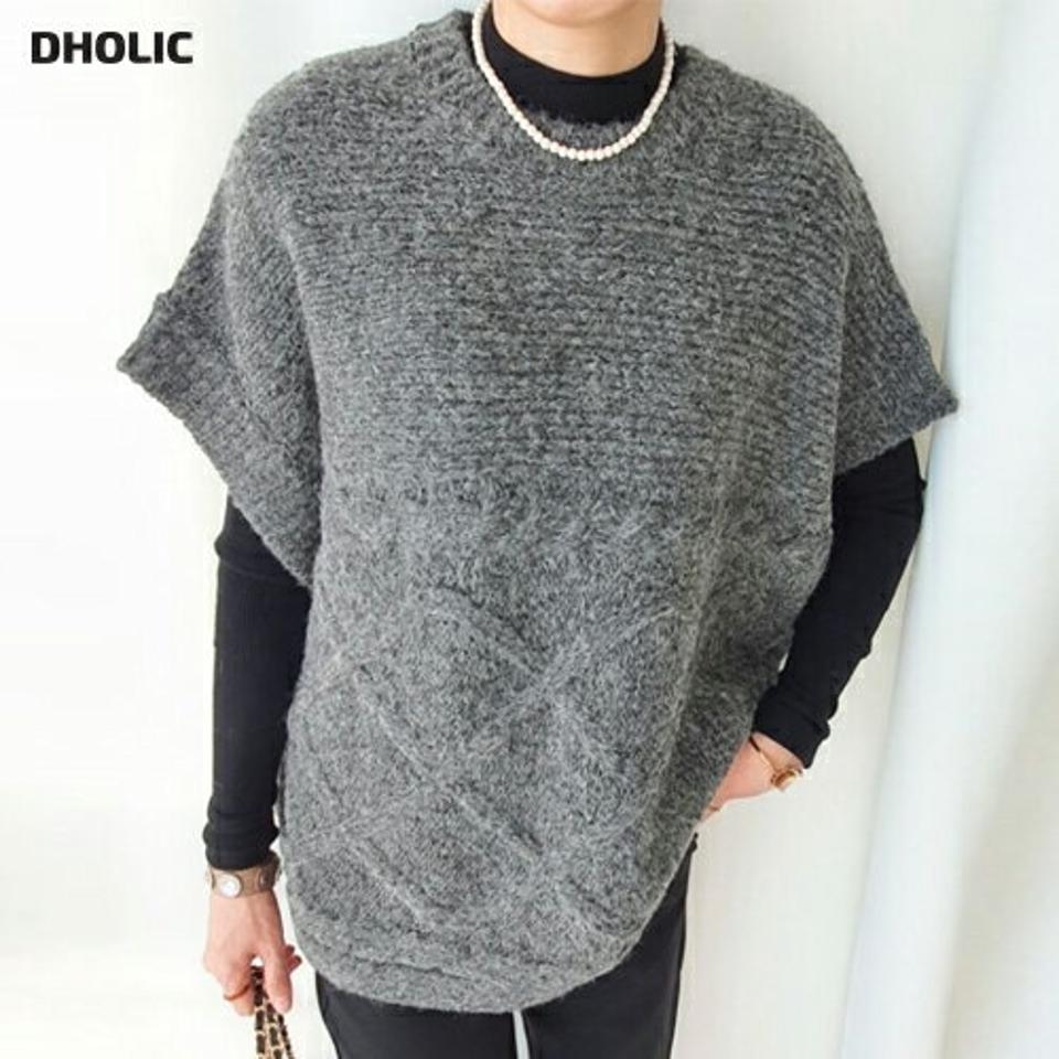 ウール混ケーブルドルマンニット・p001378 レディース 【tops】トップス ニット 半袖 単色 無地 シンプル ベーシック ドルマン ケーブルニット ケーブル編み ウール混 秋 冬 カジュアル ラフ 体系カバー ゆったり 楽ちん 韓国ファッション MKT
